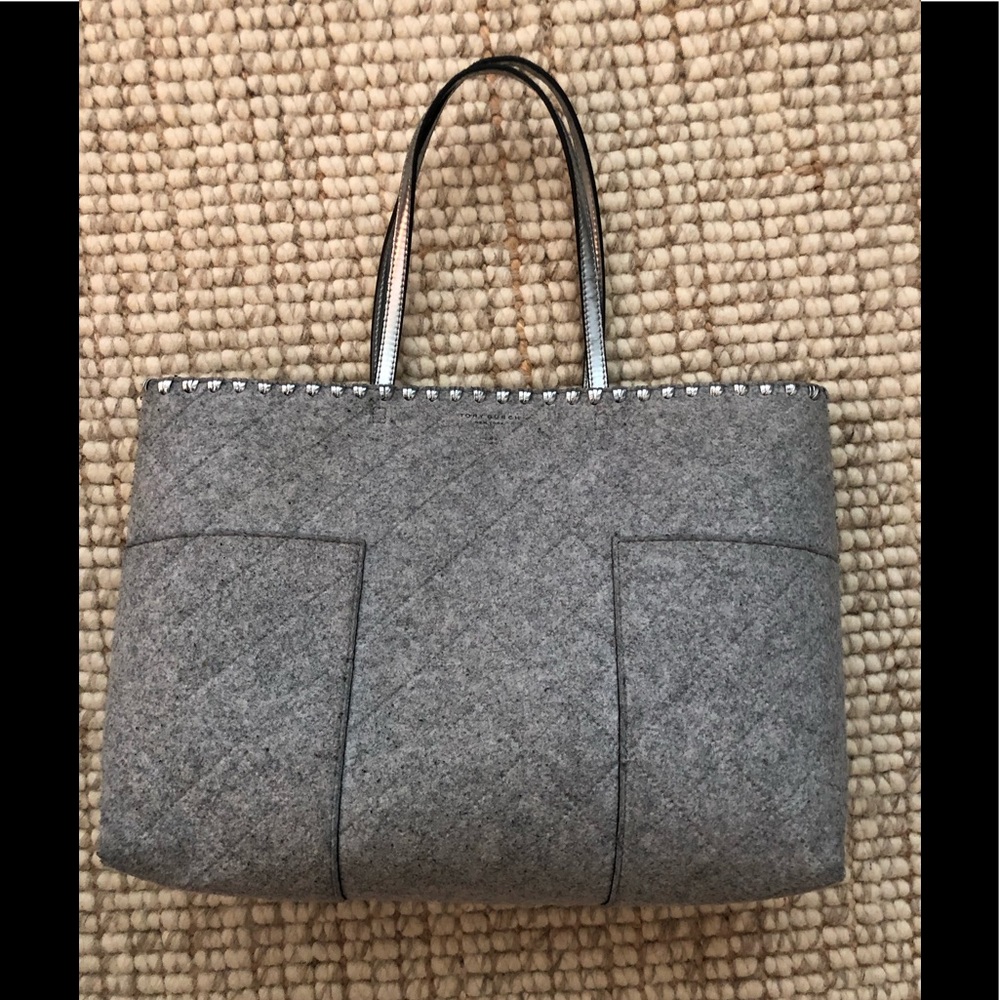 Tory Burch T Block grey tote.